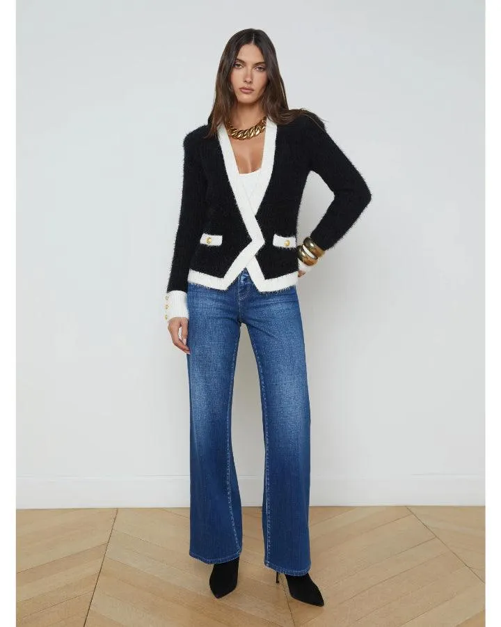 L'Agence Georgia Contrast Cardigan Blazer