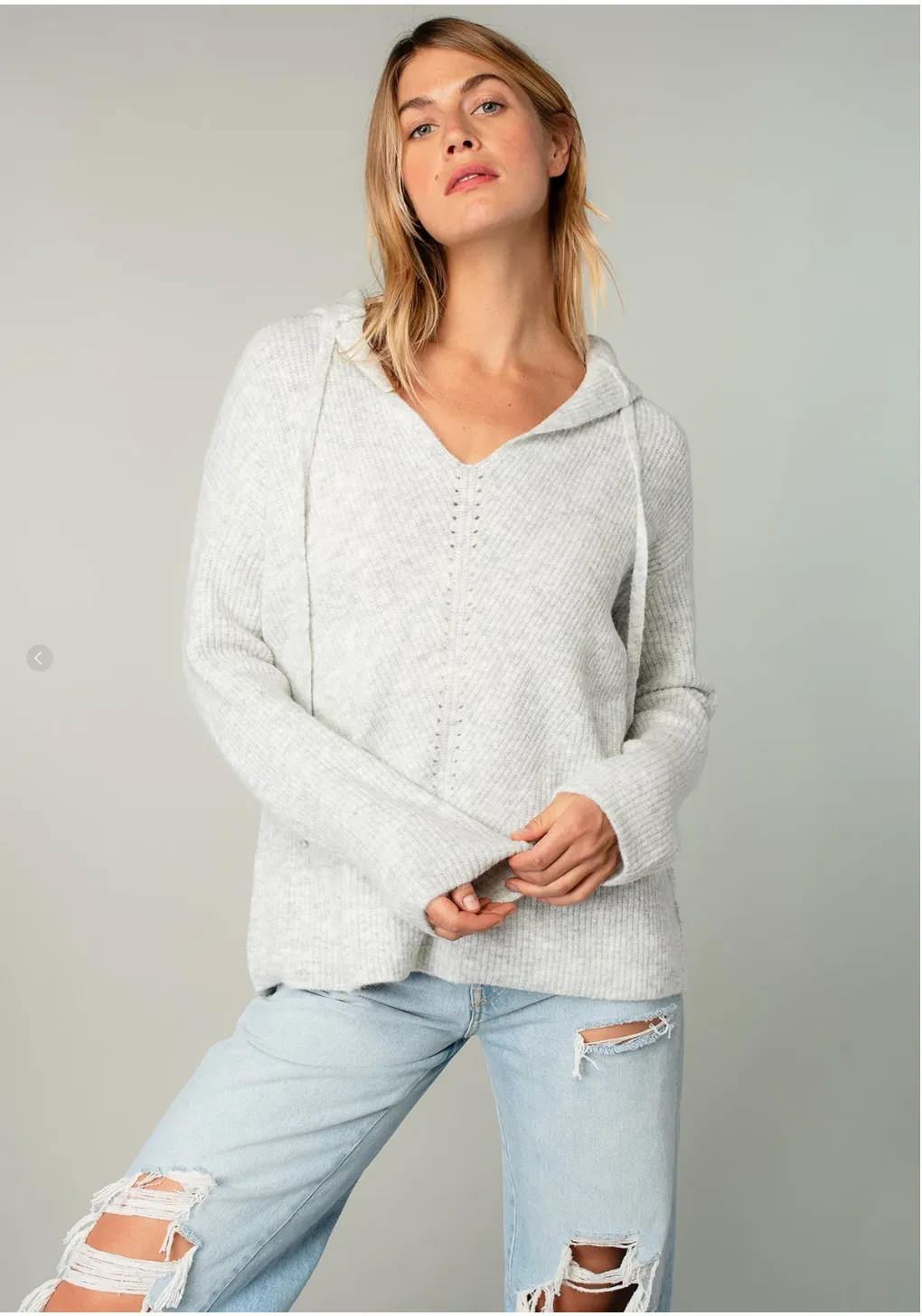 Light Grey Hoodie Pullover Sweater