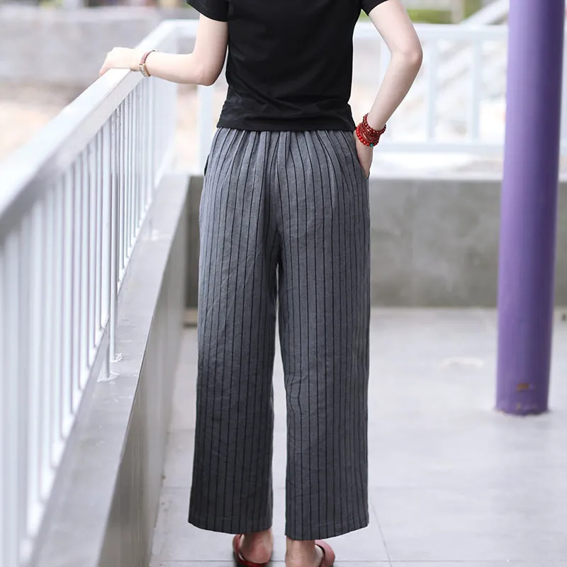 Linen Summer Autumn Women Casual Pants with Pockets SMM97240