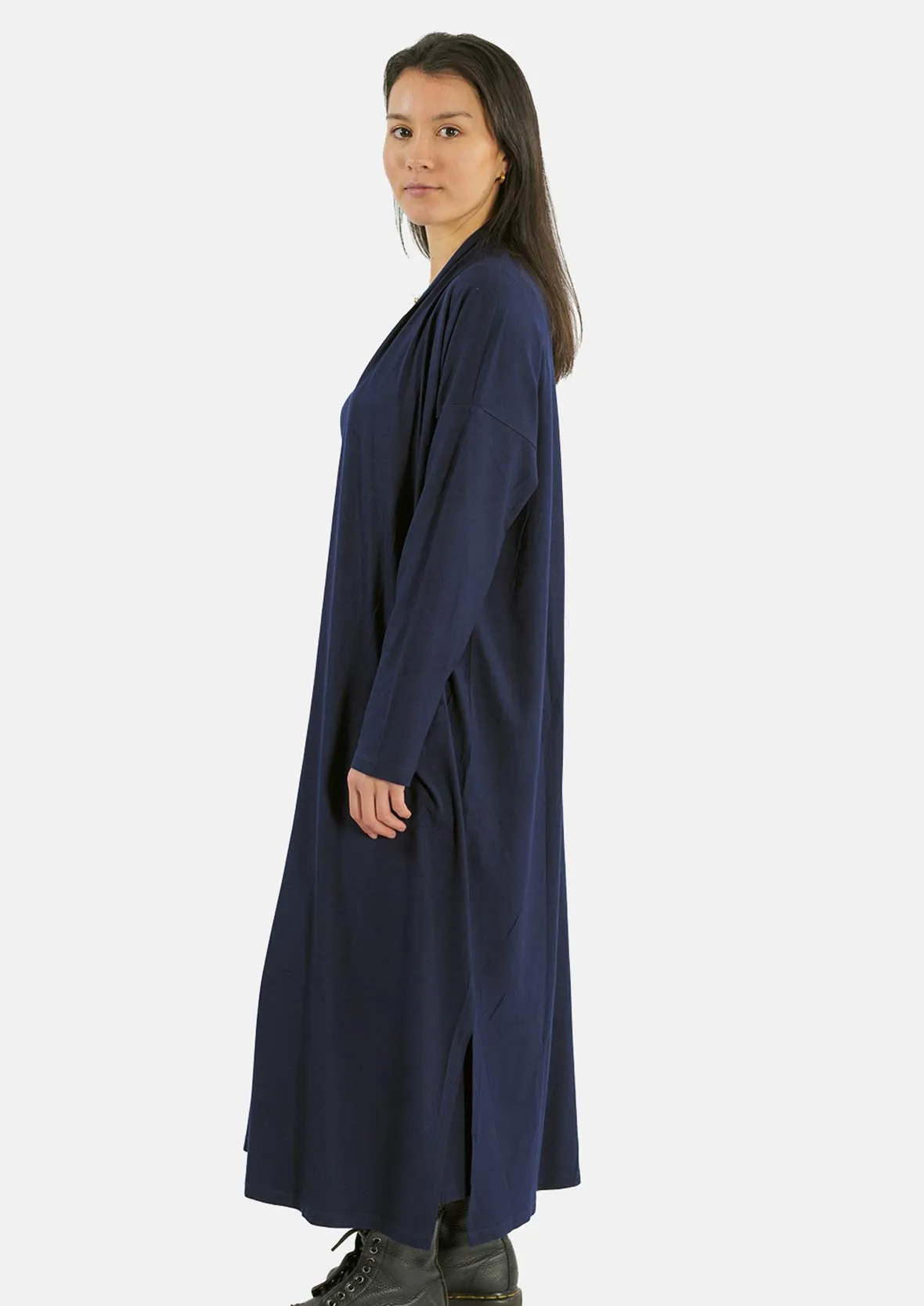 Long Jersey Cardigan With Pockets