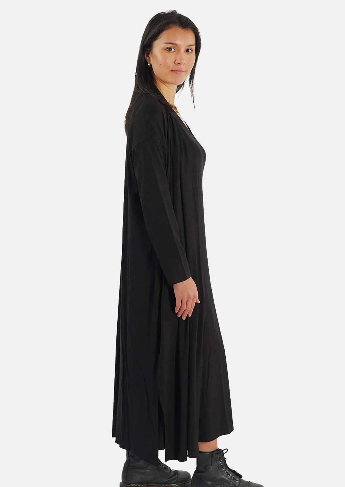 Long Jersey Cardigan With Pockets