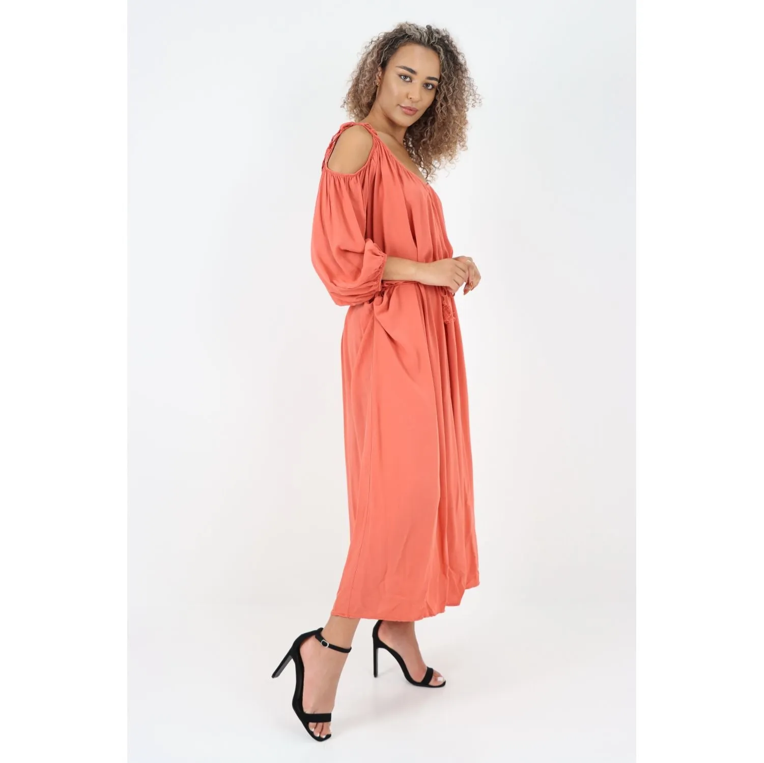 Luna Belted Maxi Cotton Dress