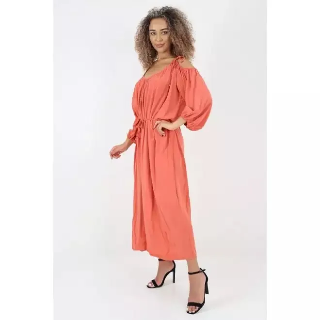 Luna Belted Maxi Cotton Dress