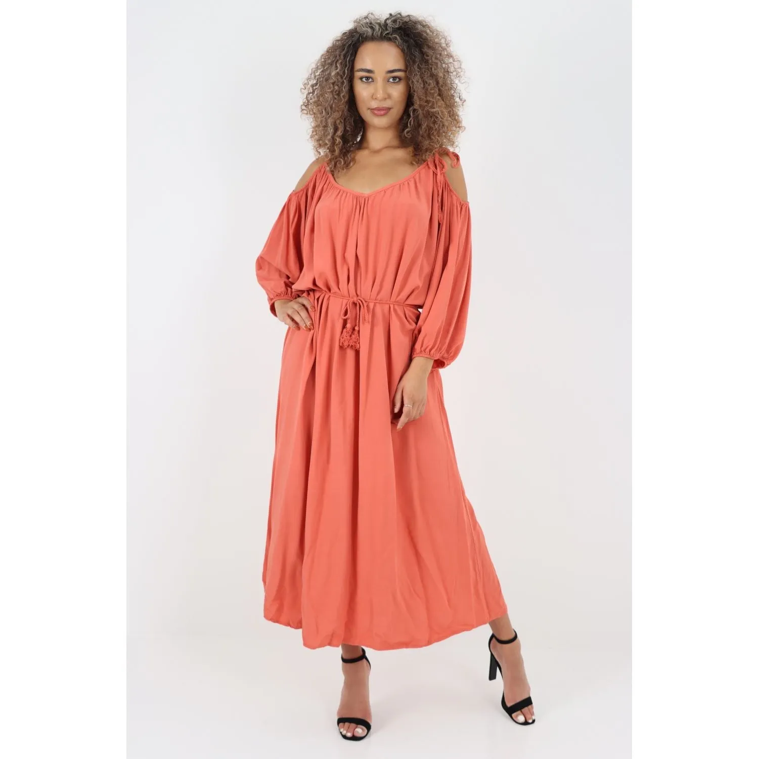 Luna Belted Maxi Cotton Dress