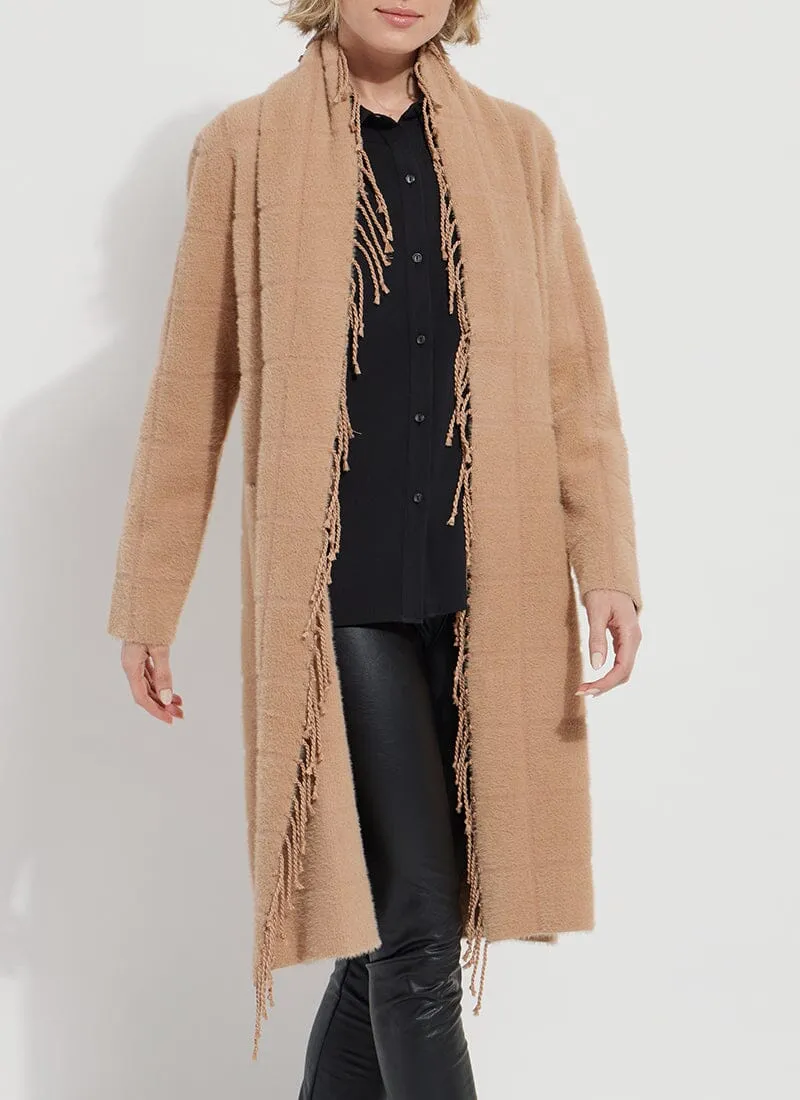 Lysse Alice Fringe Sweater Coat Macaroon Plaid