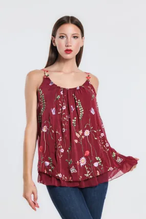 Maria Silk Embroidered Garden Cami (BT202)