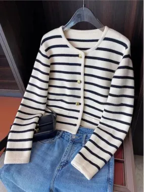 Marietta Striped Woolen Cardigan