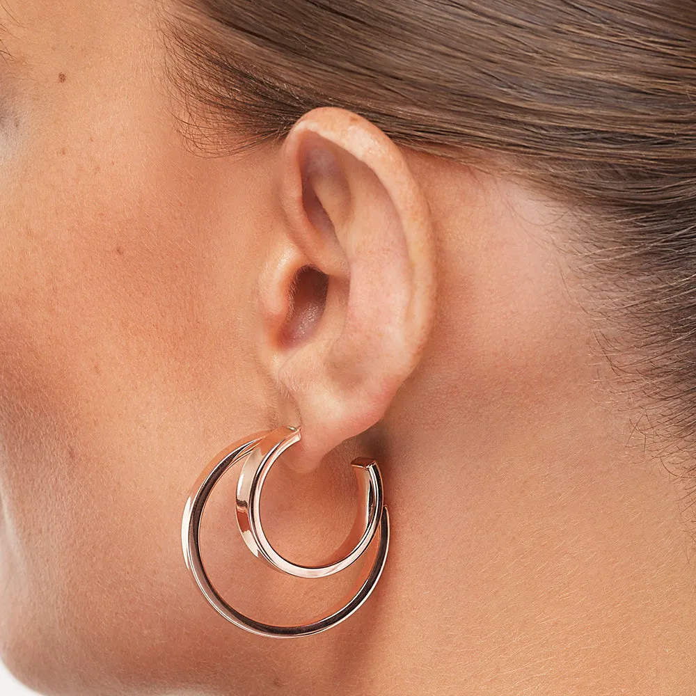 Maxi Flat Hoop Earrings in Rose Gold