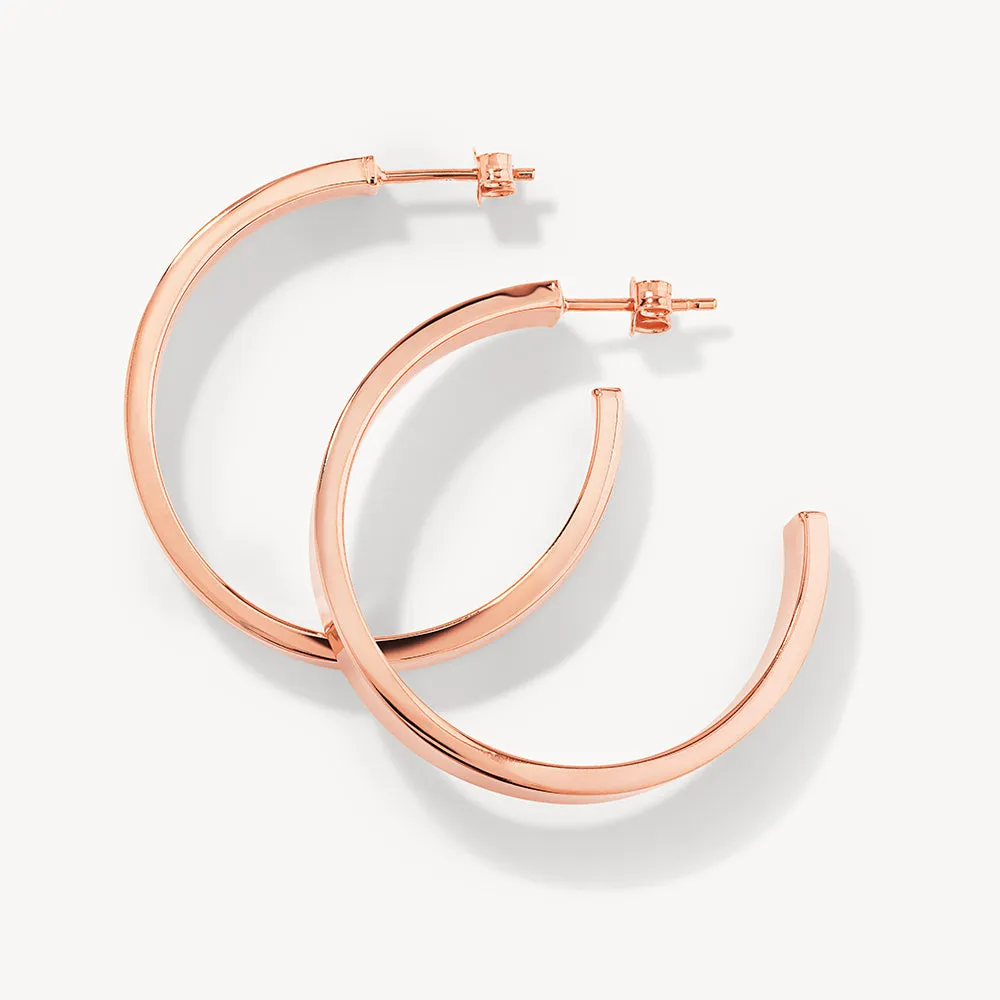 Maxi Flat Hoop Earrings in Rose Gold