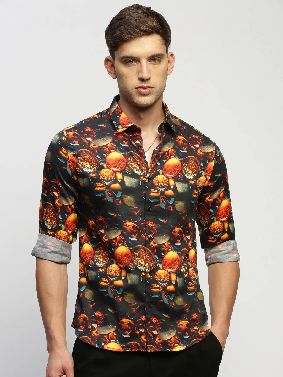 Men Black Printed Shirt