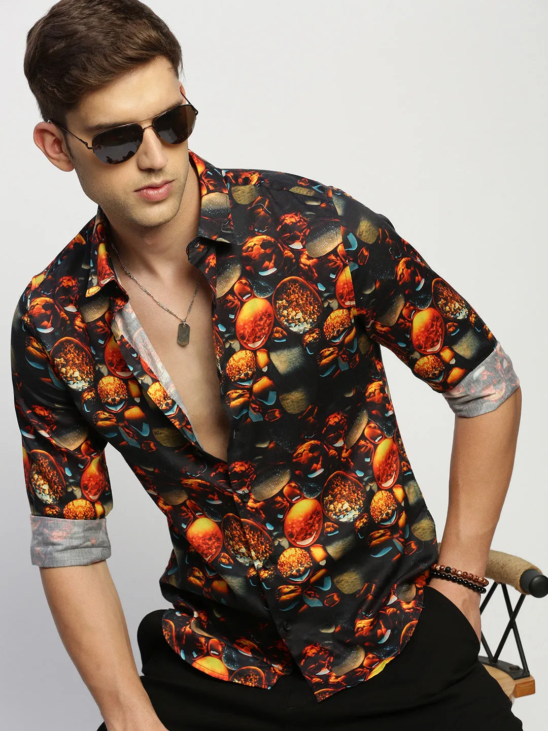 Men Black Printed Shirt