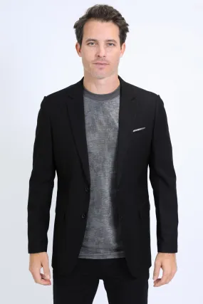 Mens Modern Fit Stretch Date Night Black Blazer