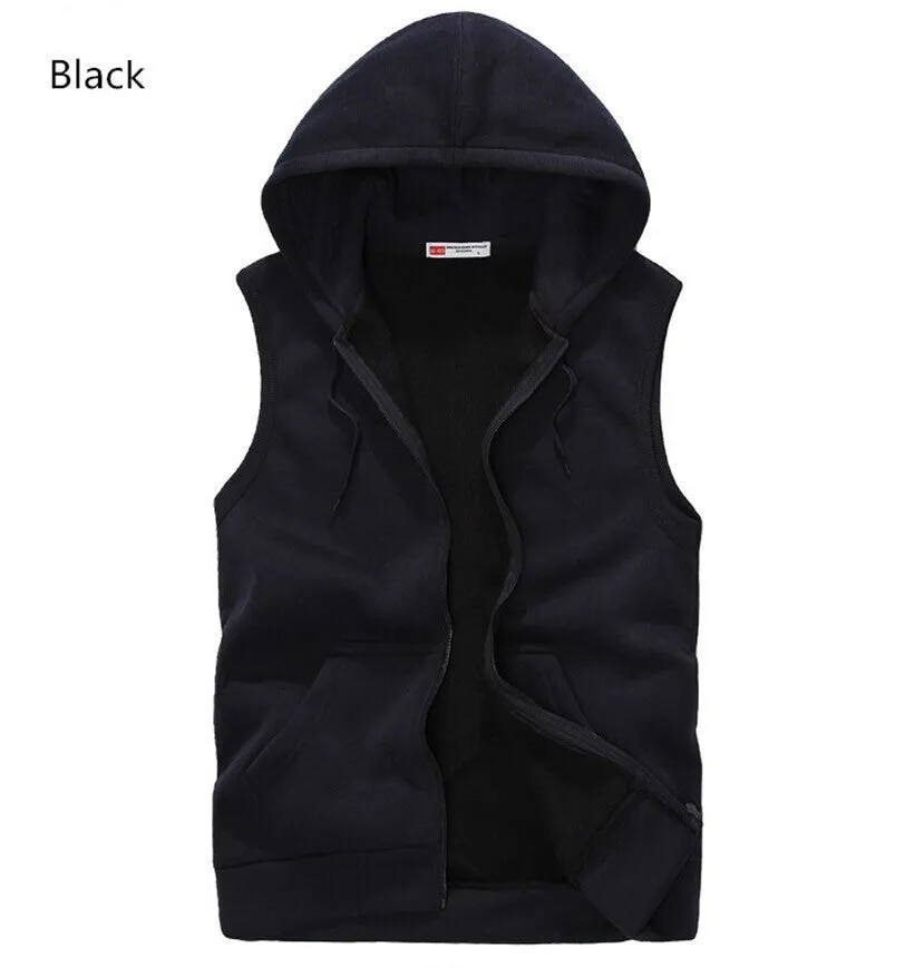 Mens Sleeveless Hoodies Fashion Casual Sports Sweatshirt