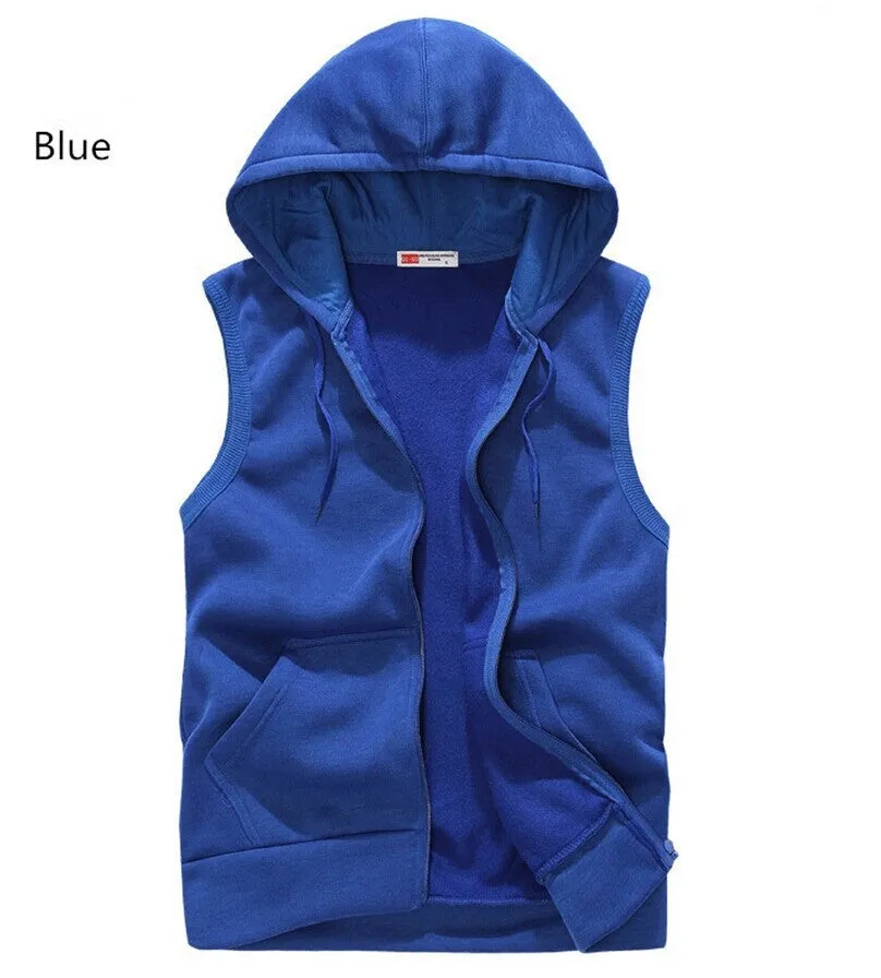 Mens Sleeveless Hoodies Fashion Casual Sports Sweatshirt