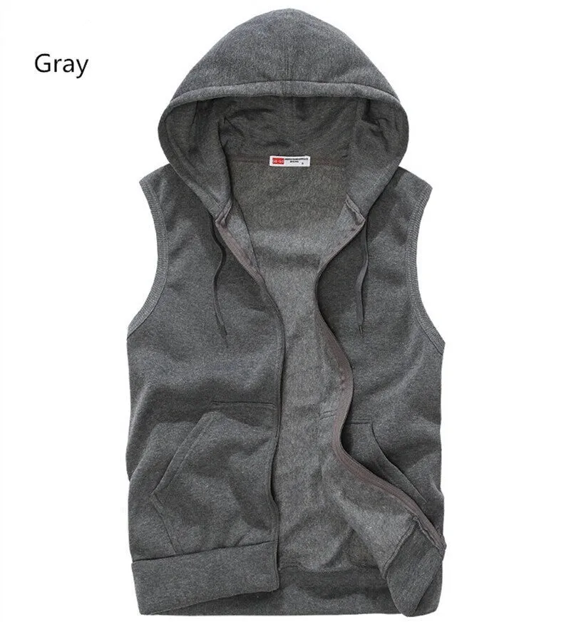 Mens Sleeveless Hoodies Fashion Casual Sports Sweatshirt