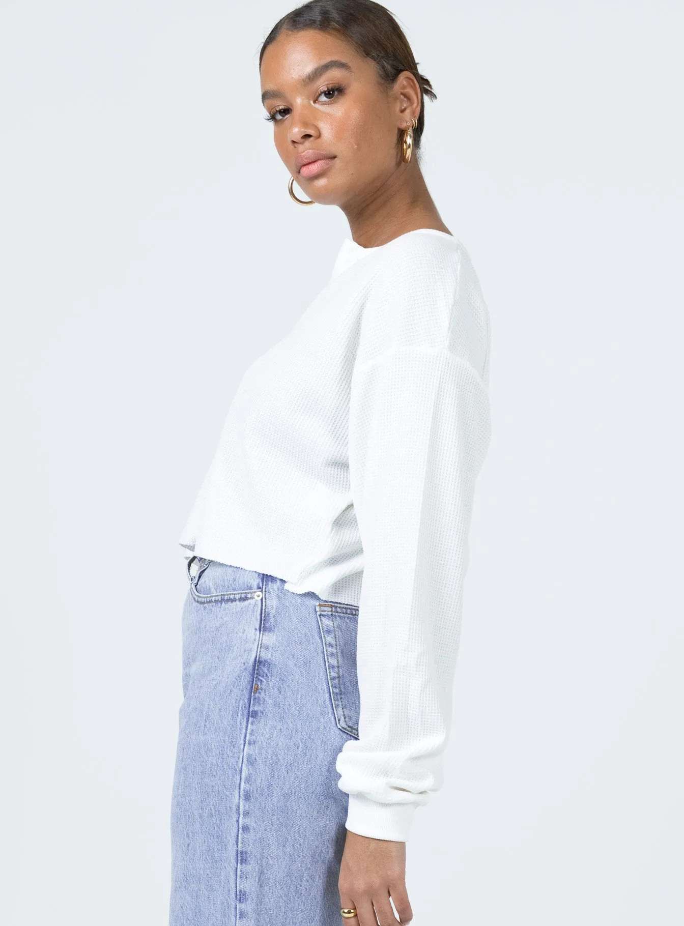 Mia Cropped Henley White