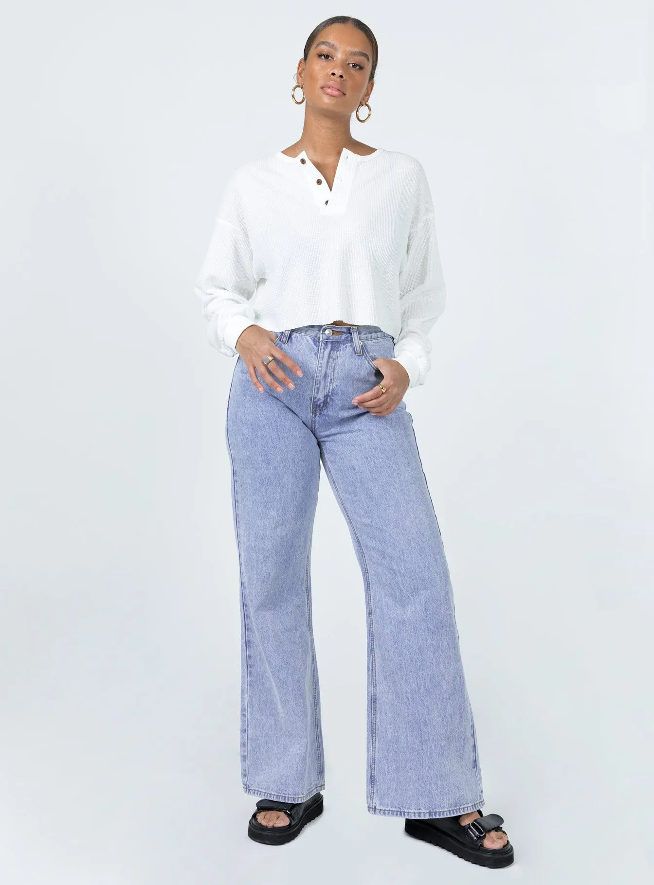 Mia Cropped Henley White