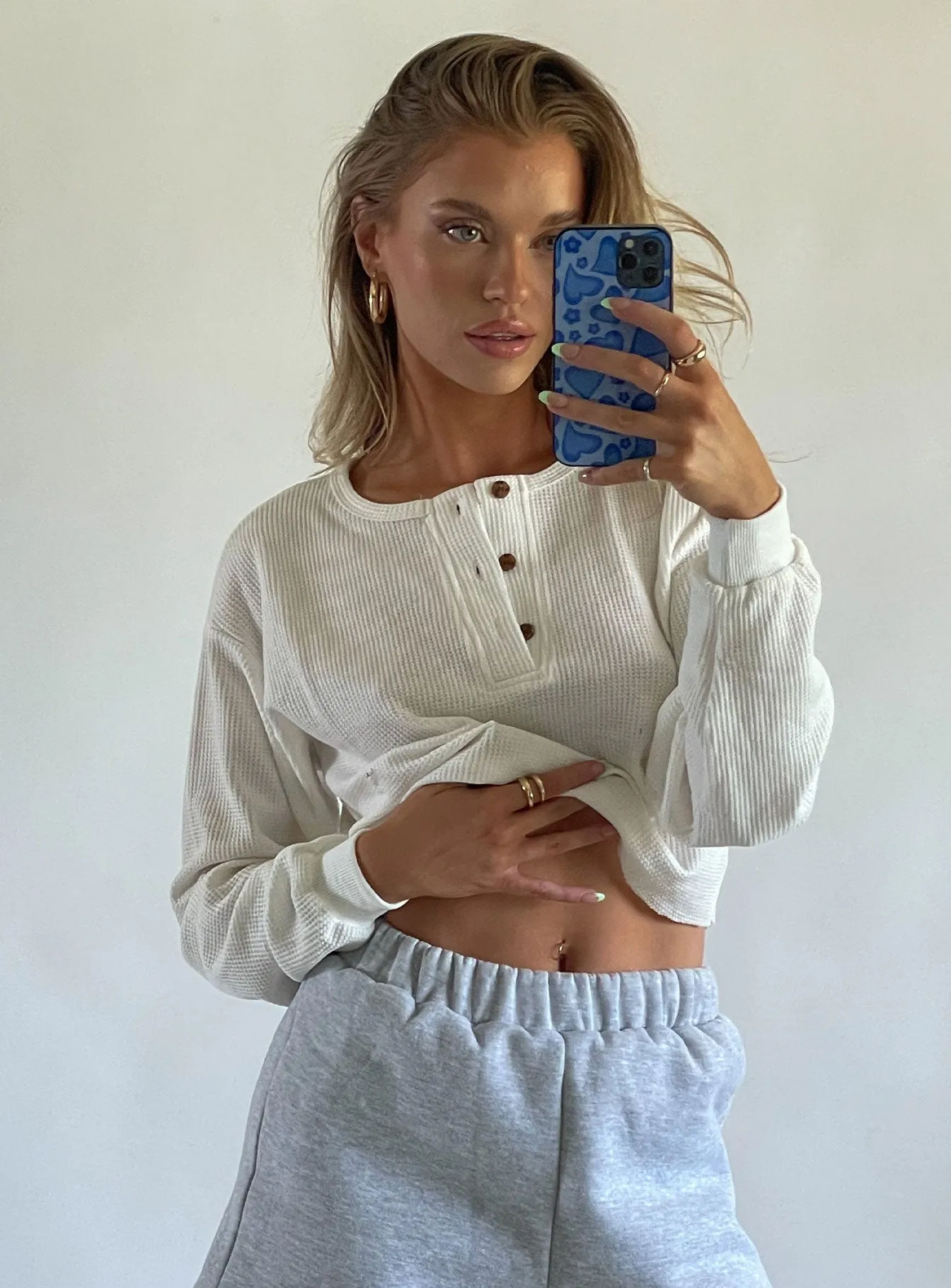 Mia Cropped Henley White