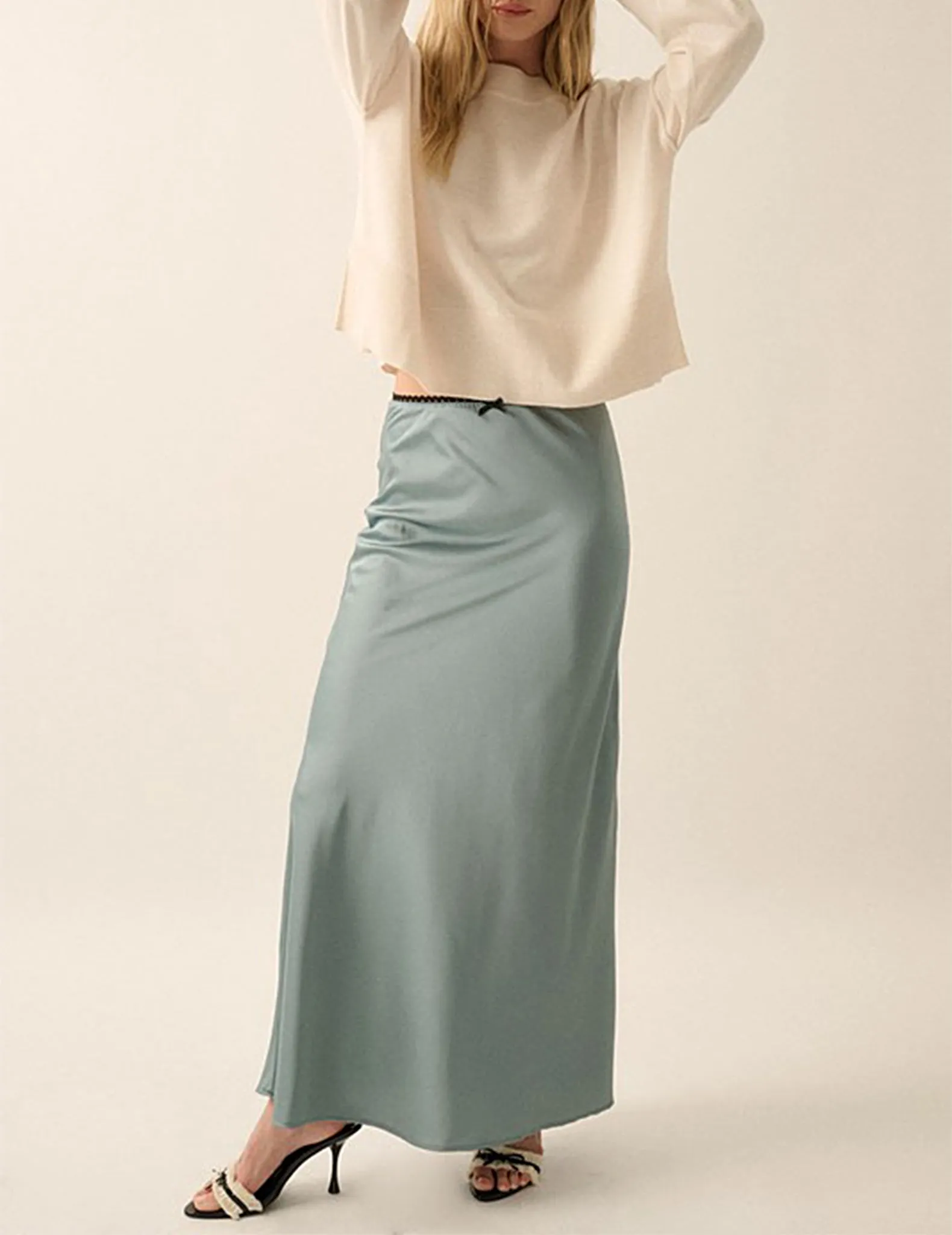 Michaela Satin Bias Cut Maxi Skirt