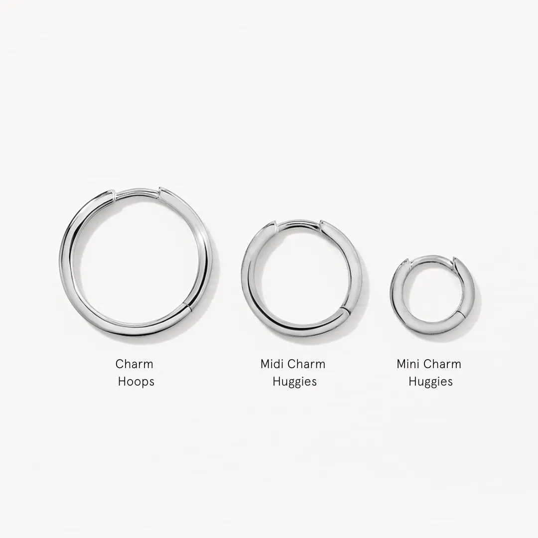 Midi Charm Huggie Earrings in Silver