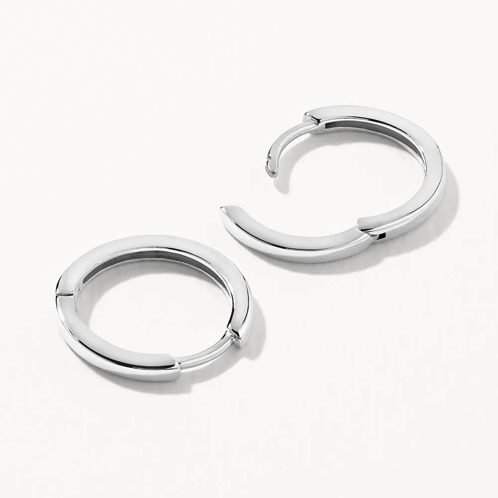 Midi Charm Huggie Earrings in Silver