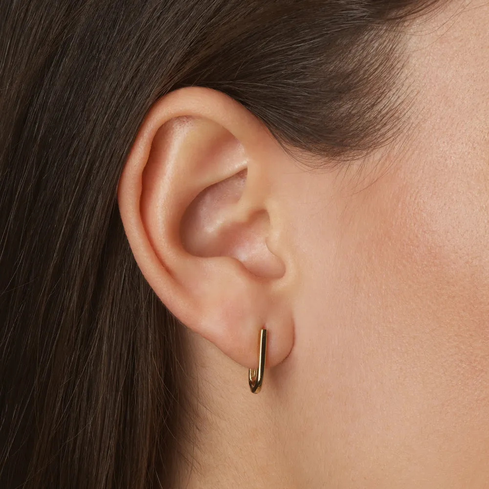 Midi Charm Paperclip Huggie Earrings in 10k Gold