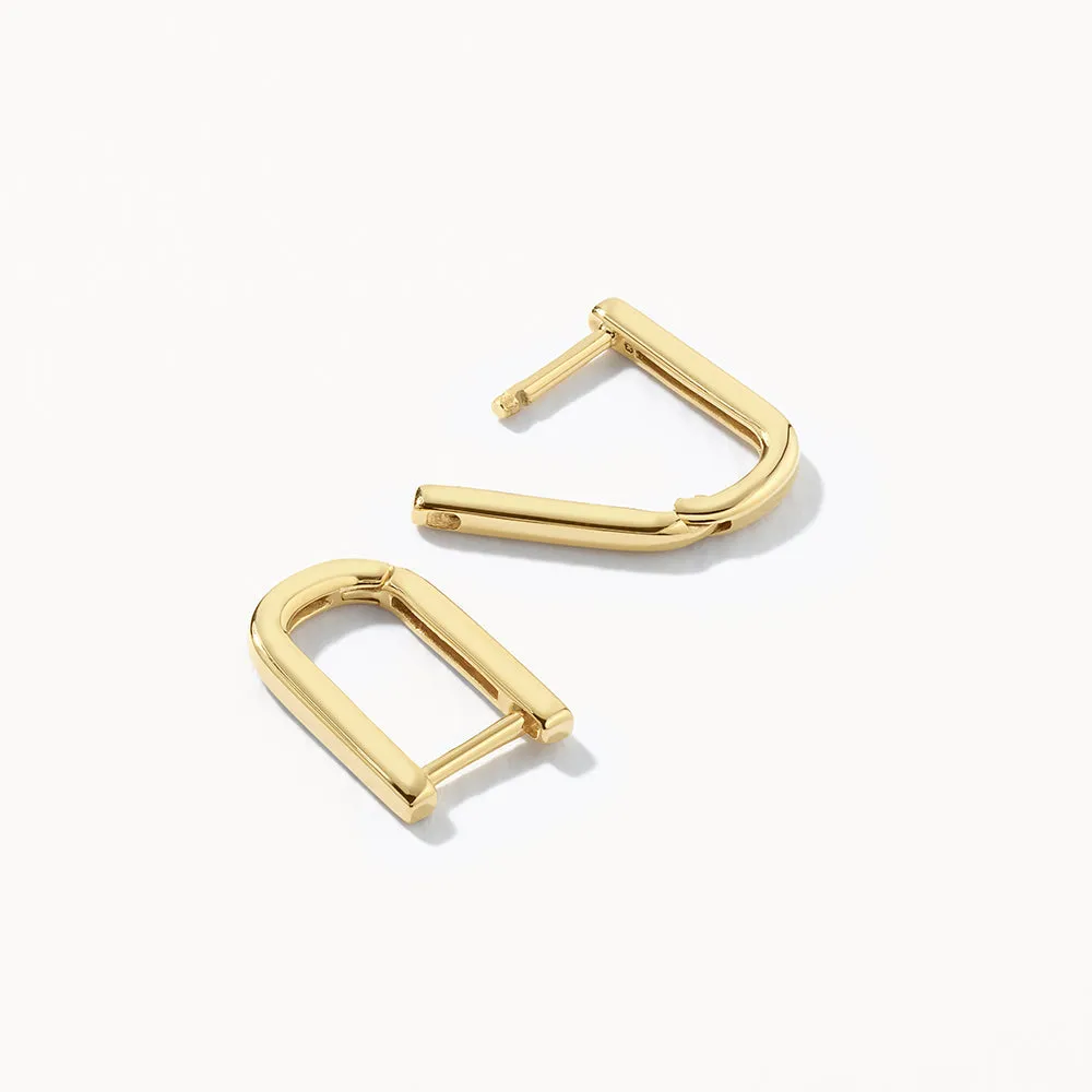 Midi Charm Paperclip Huggie Earrings in 10k Gold