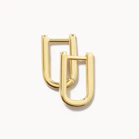 Midi Charm Paperclip Huggie Earrings in 10k Gold