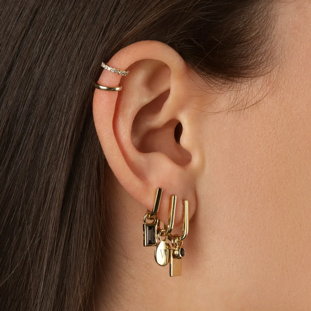 Midi Charm Paperclip Huggie Earrings in 10k Gold