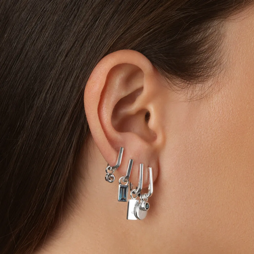 Midi Charm Paperclip Huggie Earrings in Silver