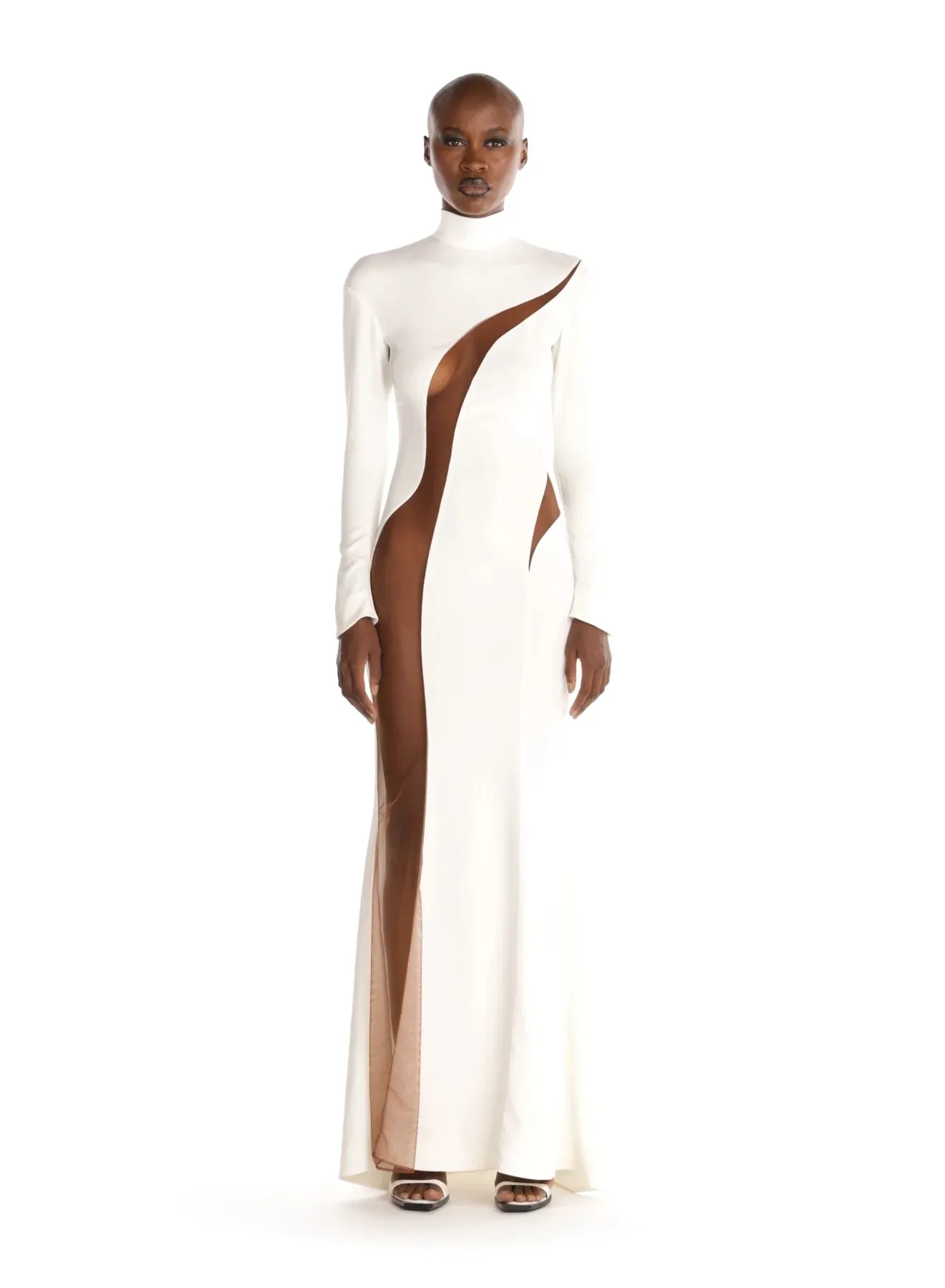 Mugler R01551 Dress 10091 White / Nude