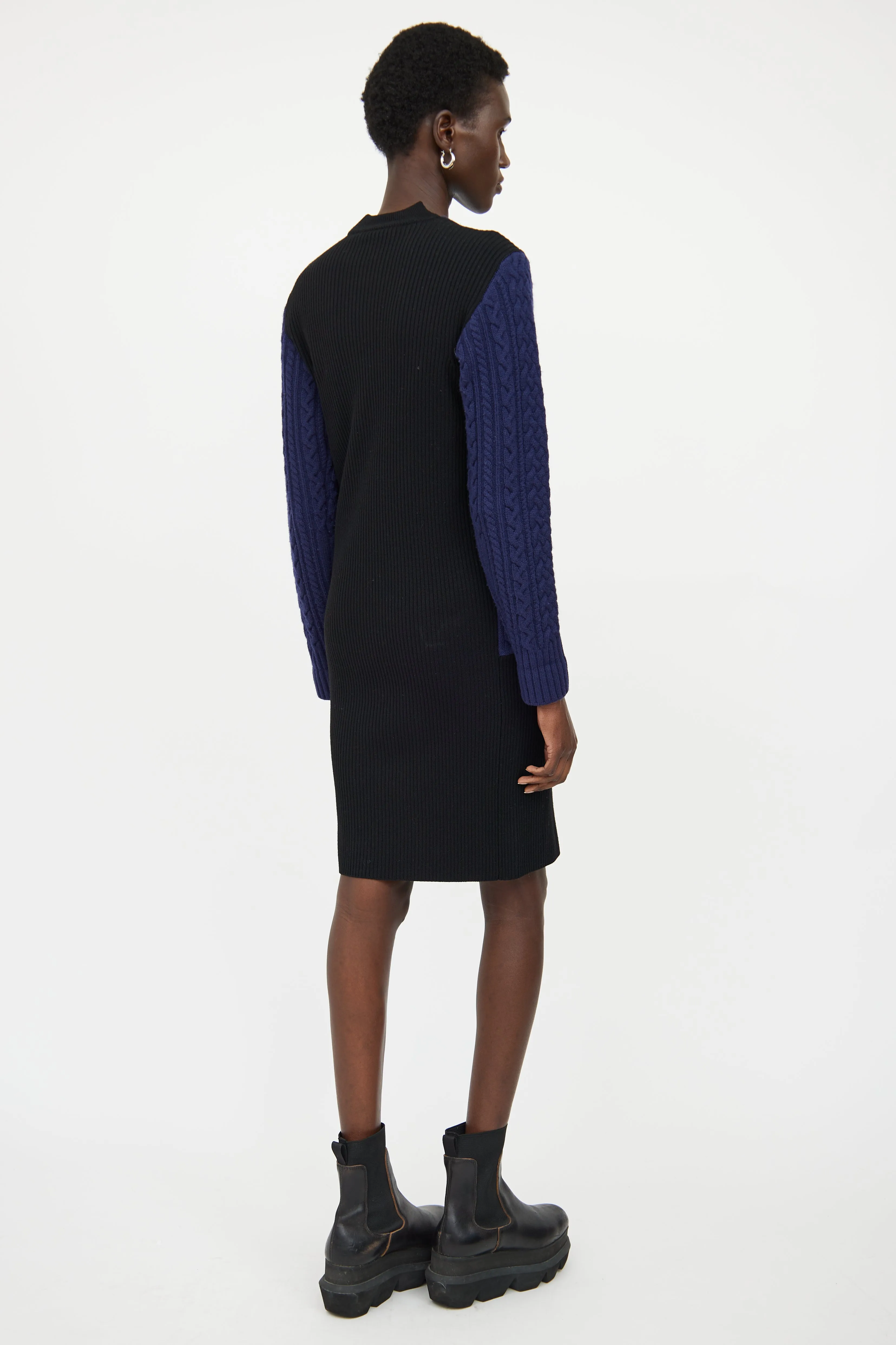 Navy & Black Knit Panel Dress