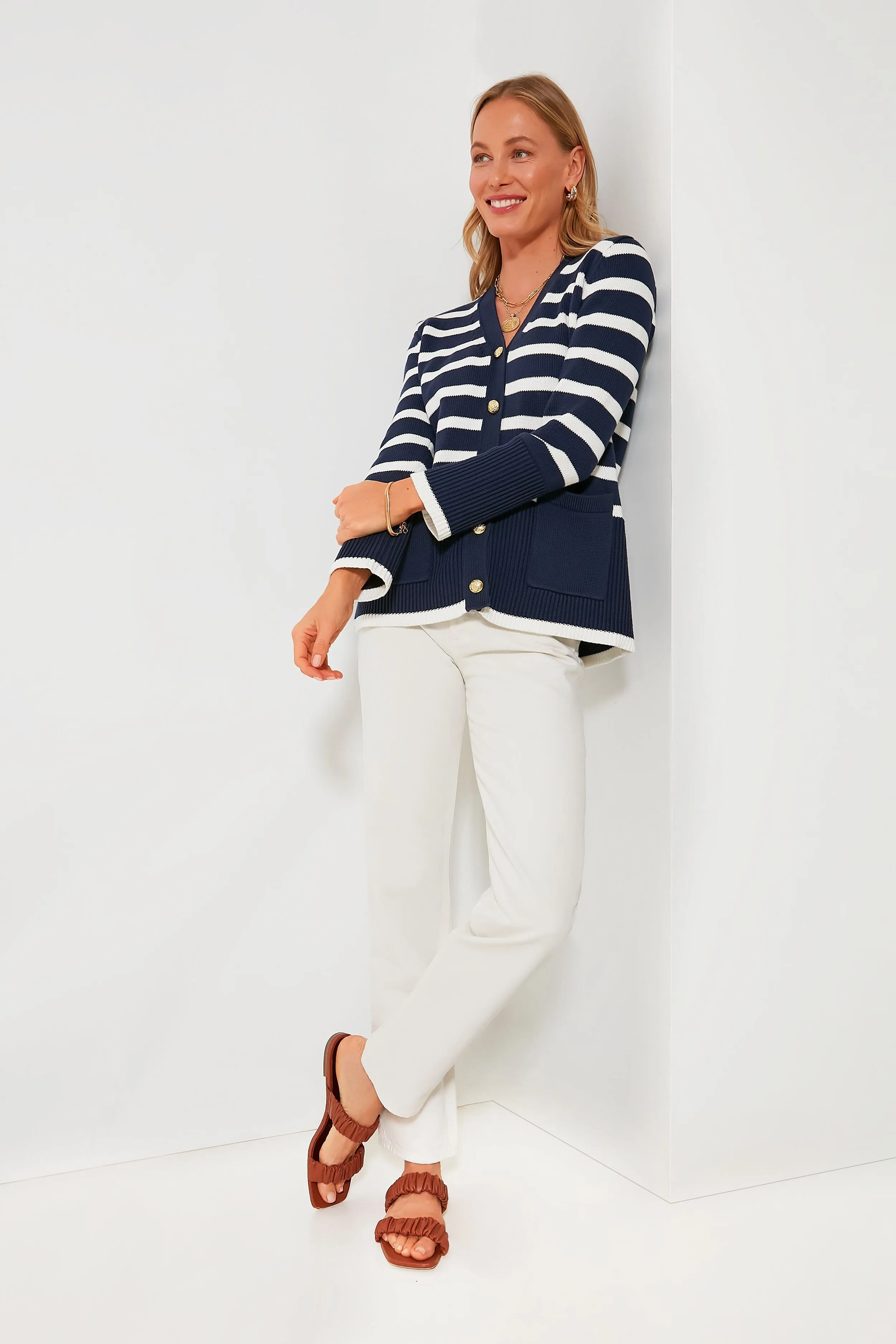 Navy Striped Kerry Cardigan