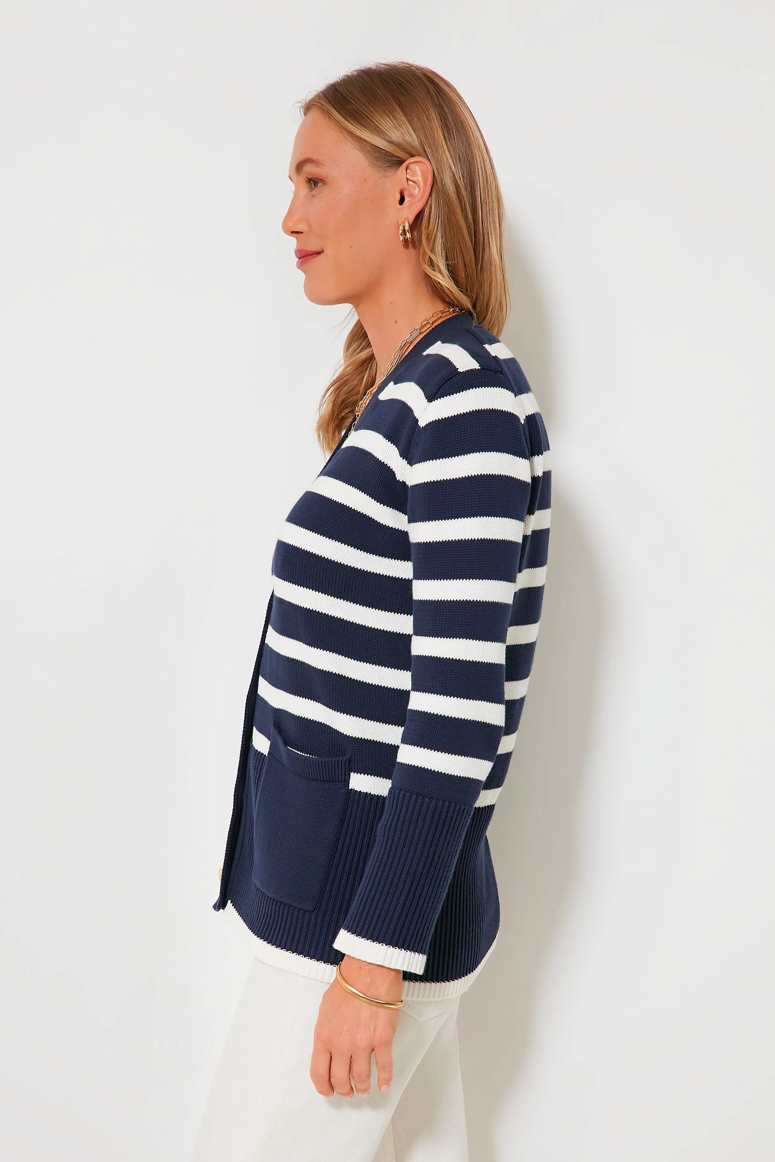 Navy Striped Kerry Cardigan