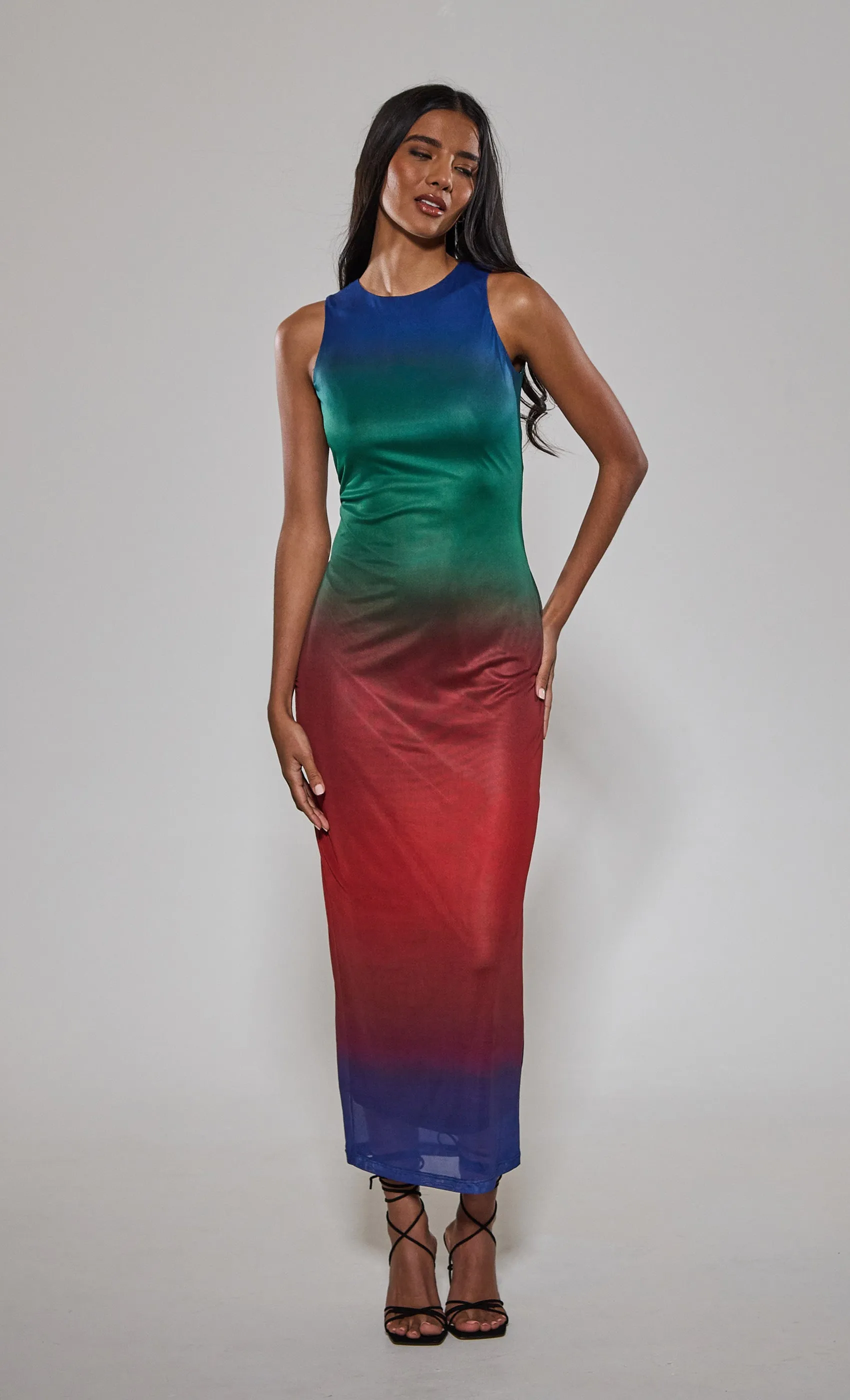 Ombre Blur Tank Maxi Dress