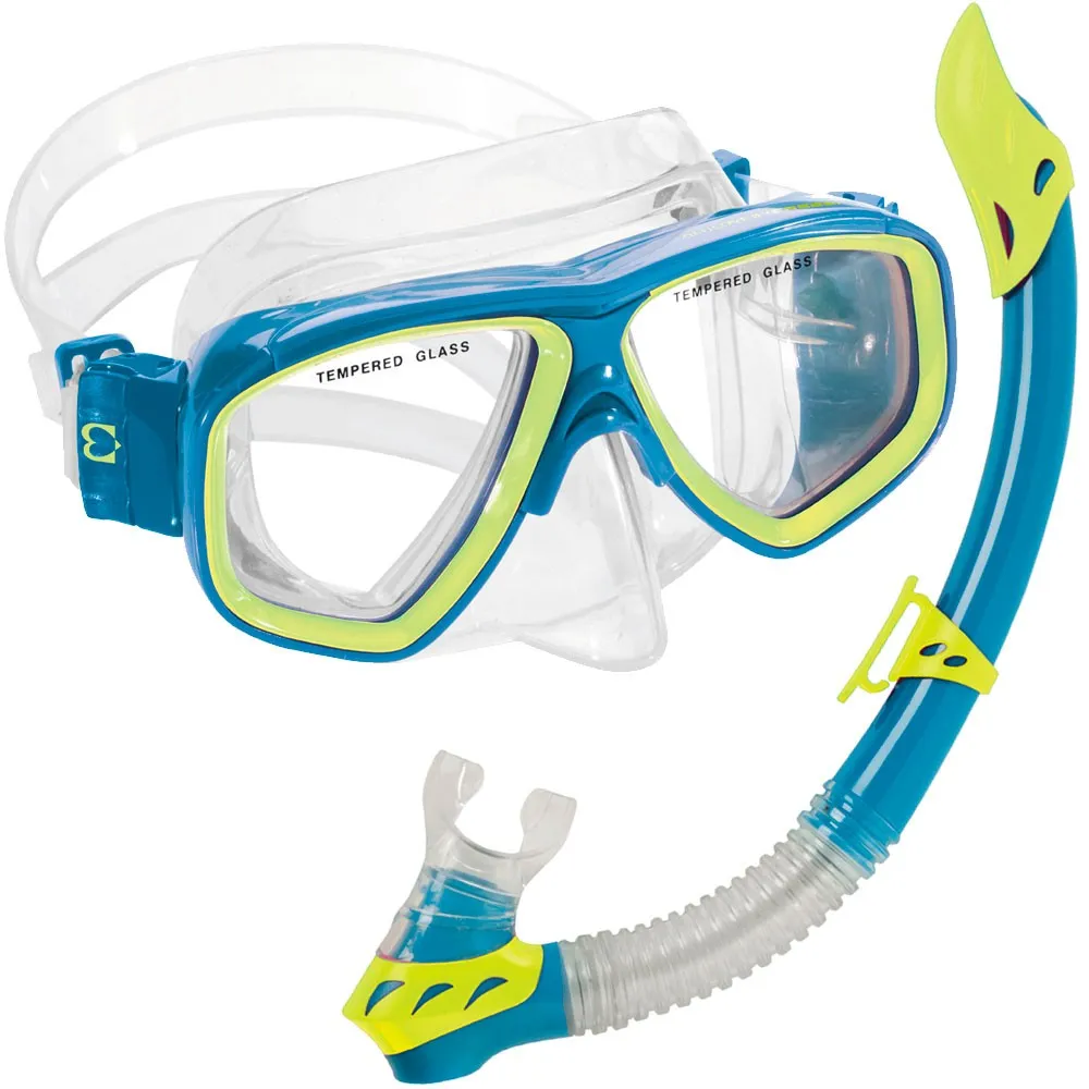 Open Box Cressi Junior Rocks Mask Fin Snorkel SET-Blue / Yellow-LGXLG