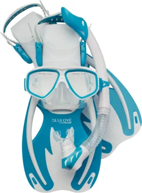 Open Box Cressi Junior Rocks Mask Fin Snorkel SET-White / Blue-LGXLG