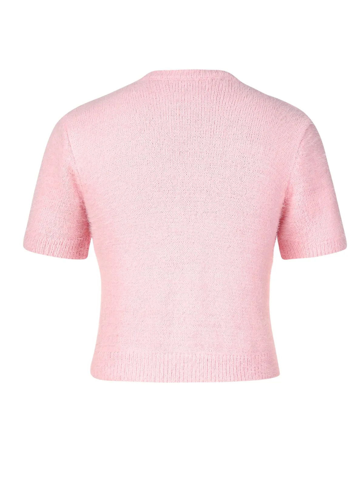 Pale Pink 1970s Heart Crop Sweater