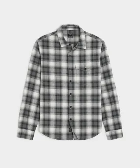 Peached Cotton Lodge Shirt in Grey Plaid