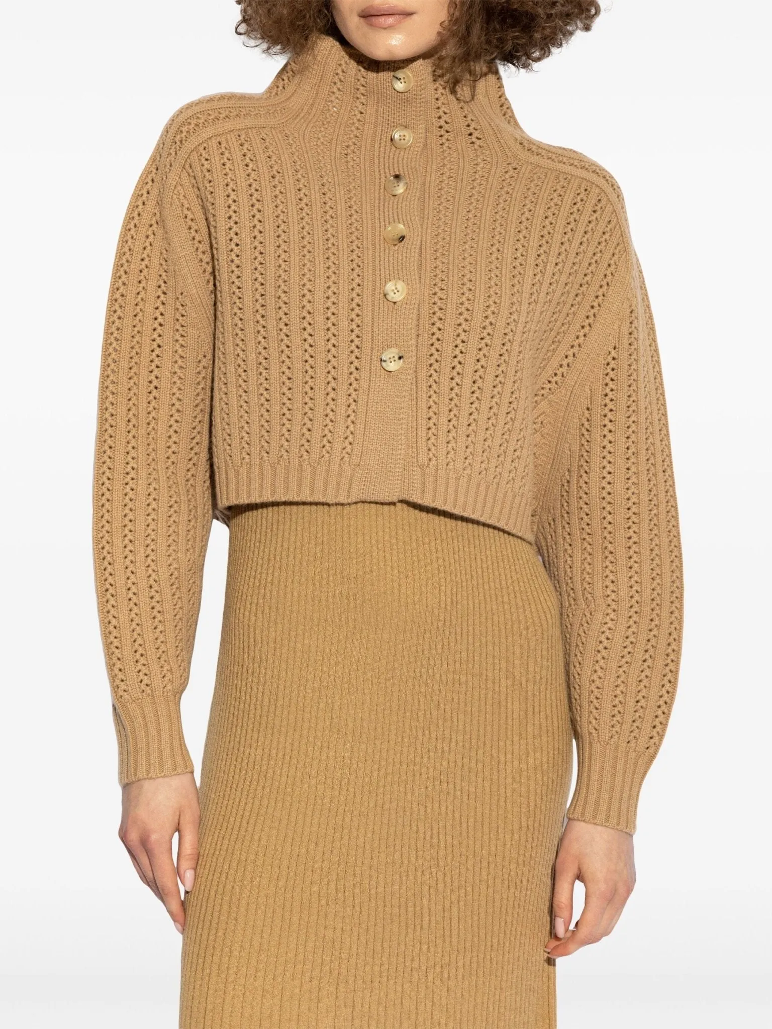 perforated-knit cropped cardigan