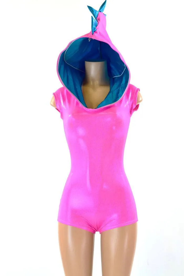 Pink & Peacock Dragon Hoodie Romper