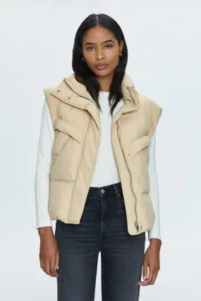 PIS Joss Quilted Puffer Vest in Warm Sand