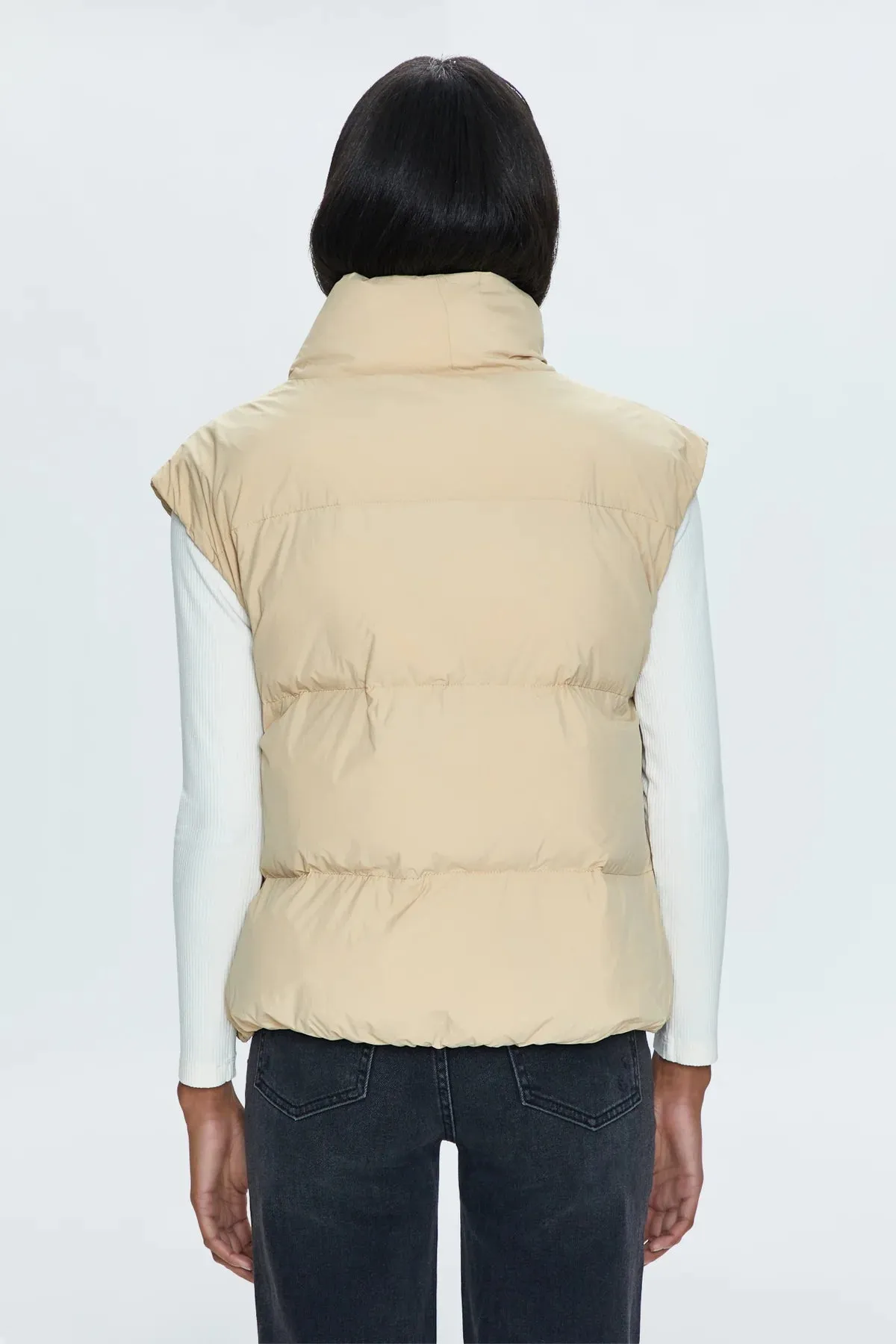 PIS Joss Quilted Puffer Vest in Warm Sand