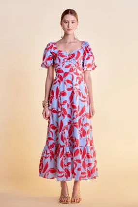 Print Back Bow tie Maxi Dress