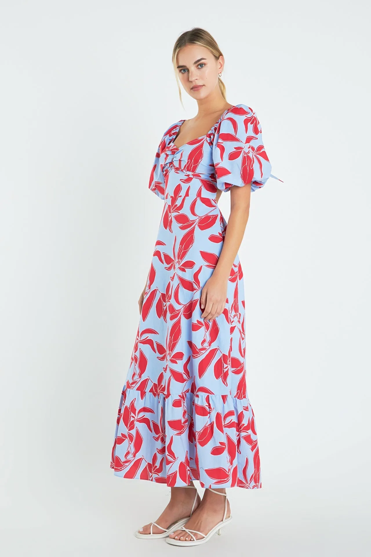 Print Back Bow tie Maxi Dress