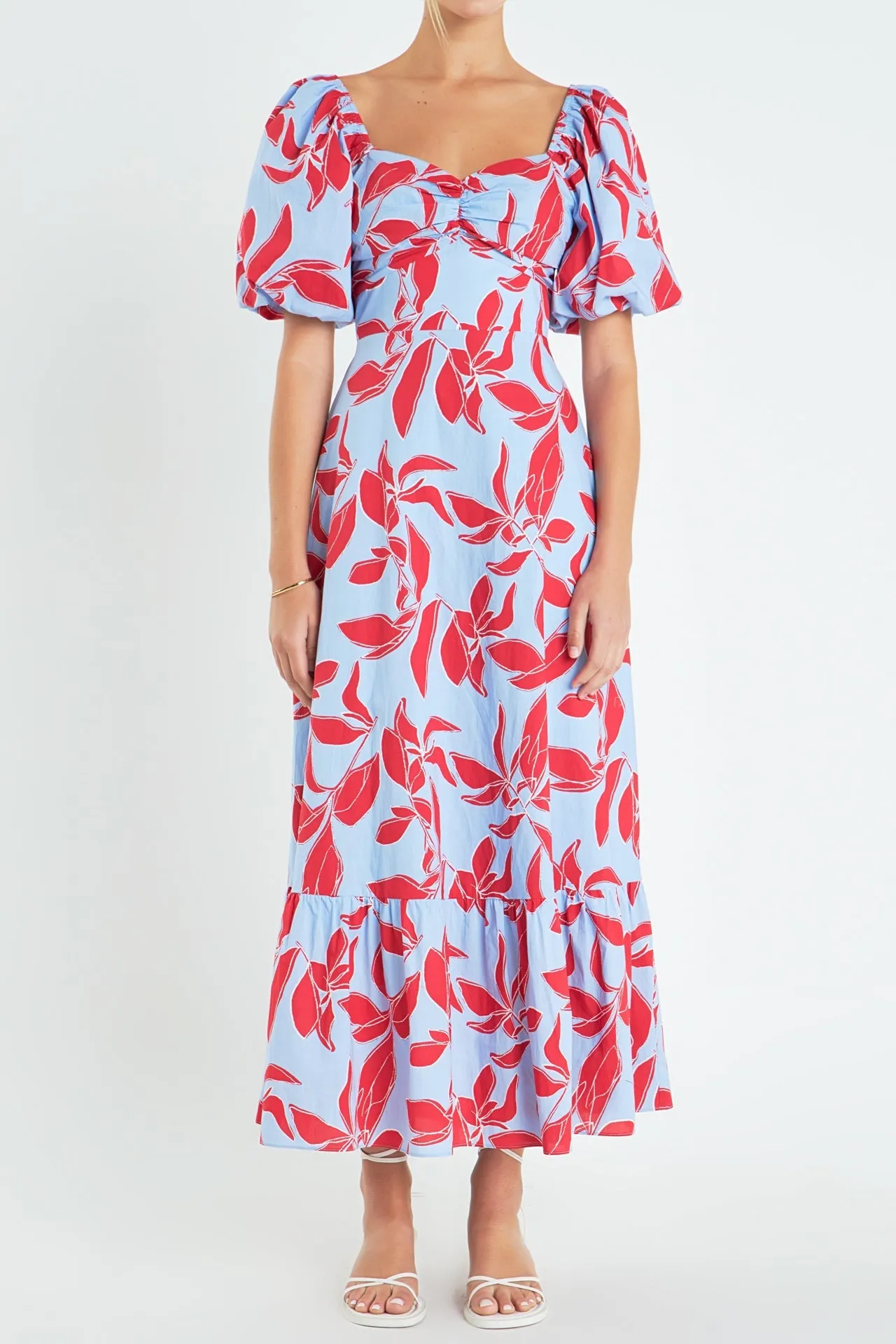 Print Back Bow tie Maxi Dress