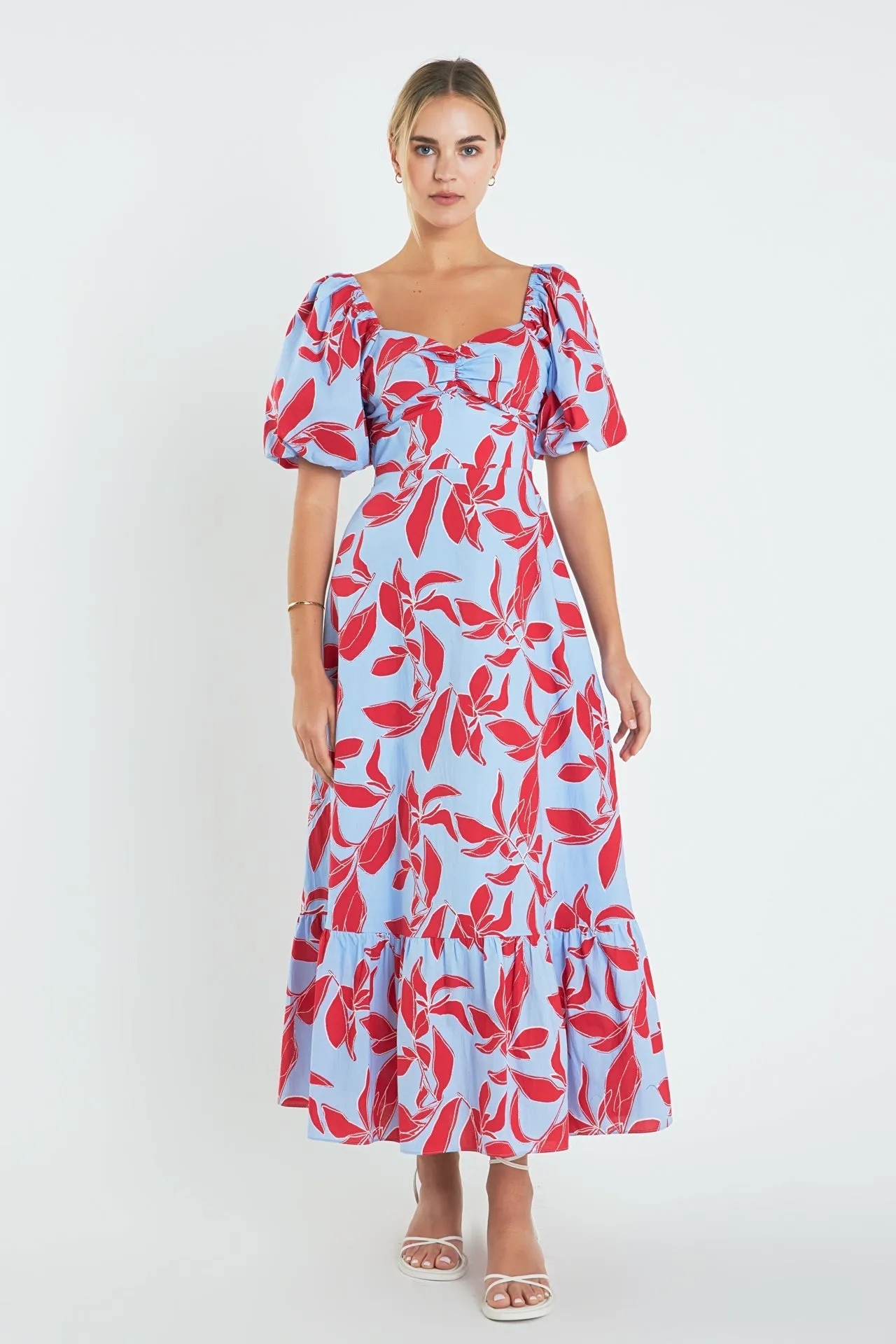 Print Back Bow tie Maxi Dress