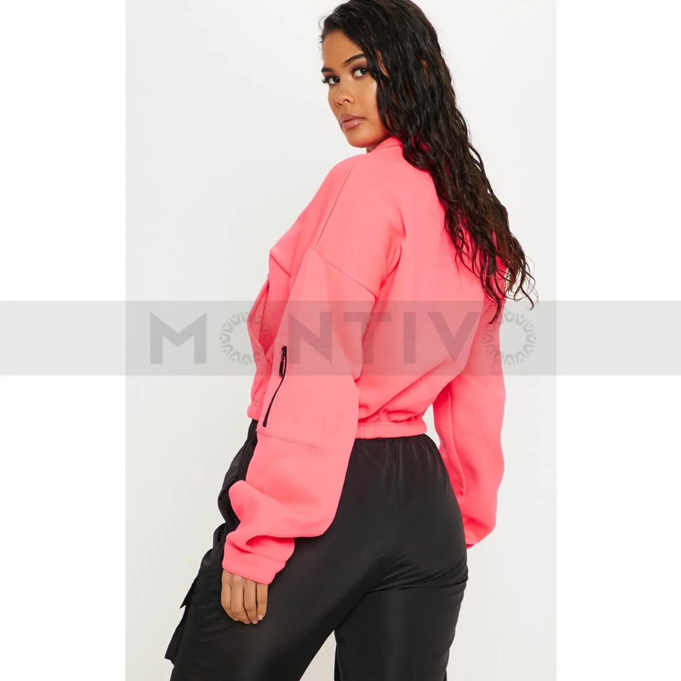 PTL Neon Pink Oversized Zip Front Sweatshirt