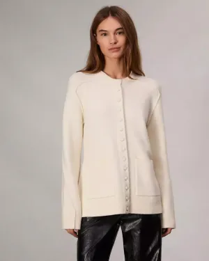 Rag & Bone - Bridget Long Crew Cardigan in Ivory