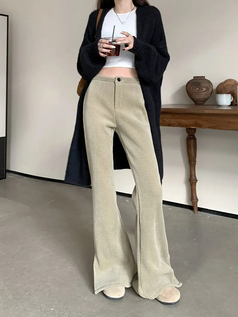 Retro lazy style micro flared pants